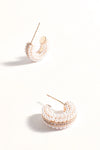 Mini Faux Pearl Hoop Earring Cream