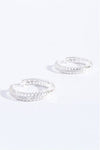 Diamante Detail Hinged Hoops Silver