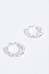 Diamante Detail Hinged Hoops Silver
