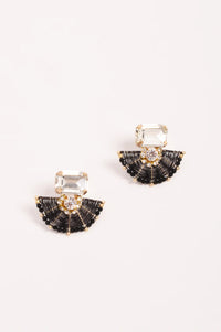 Glass & Bead Earring Black