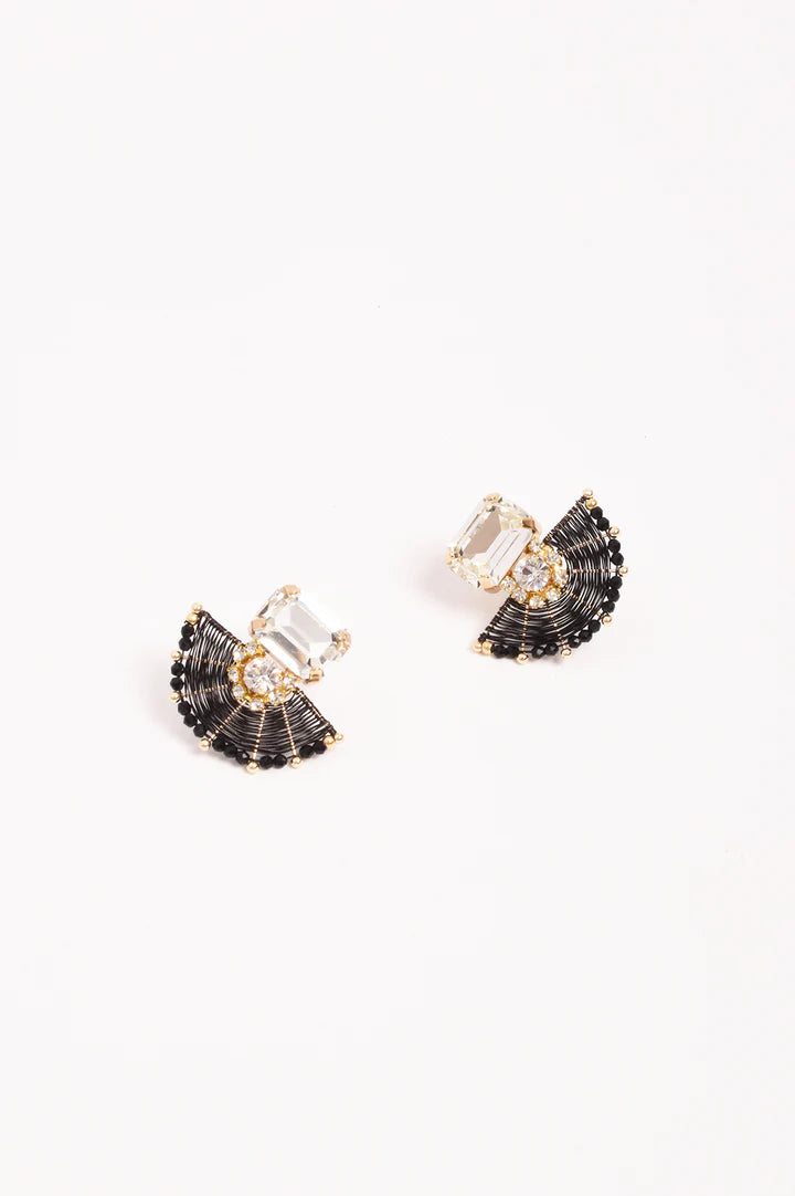 Glass & Bead Earring Black