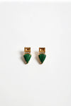 Semi Precious Stone Jewel Event Earrings Green