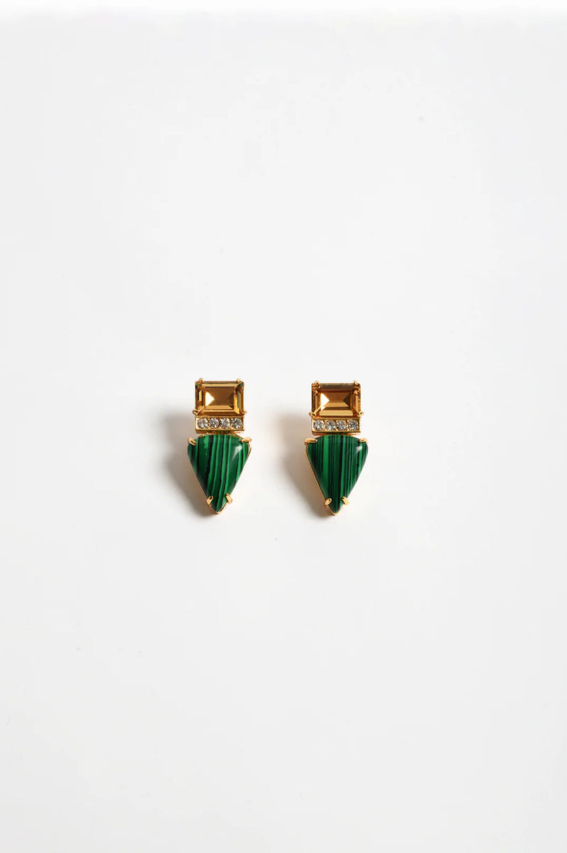 Semi Precious Stone Jewel Event Earrings Green