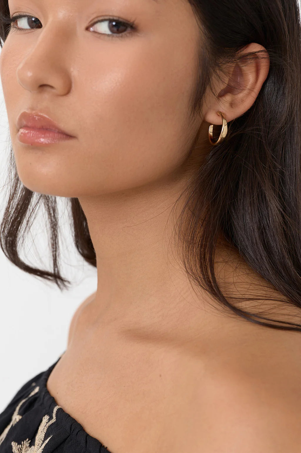 Mini Organic Shape Hoops Gold