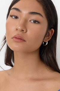 Mini Organic Shape Hoops Silver