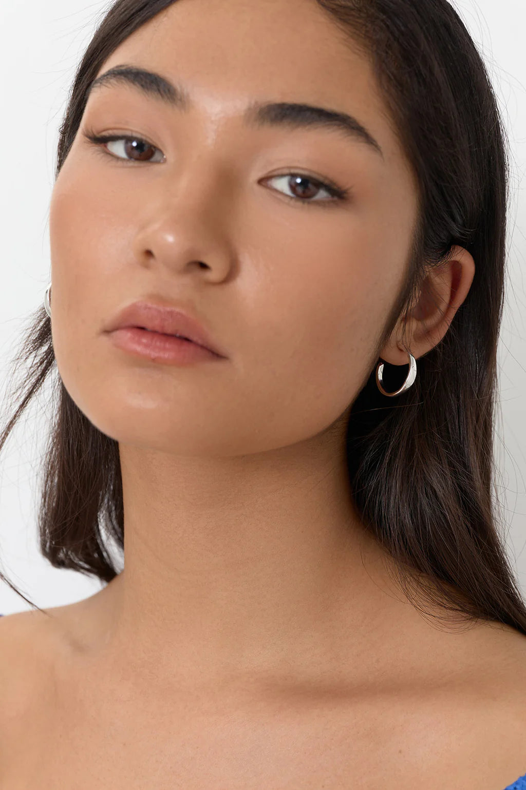 Mini Organic Shape Hoops Silver