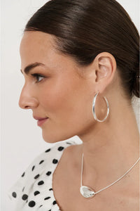 Mid Size Organic Shape Hoops Silver