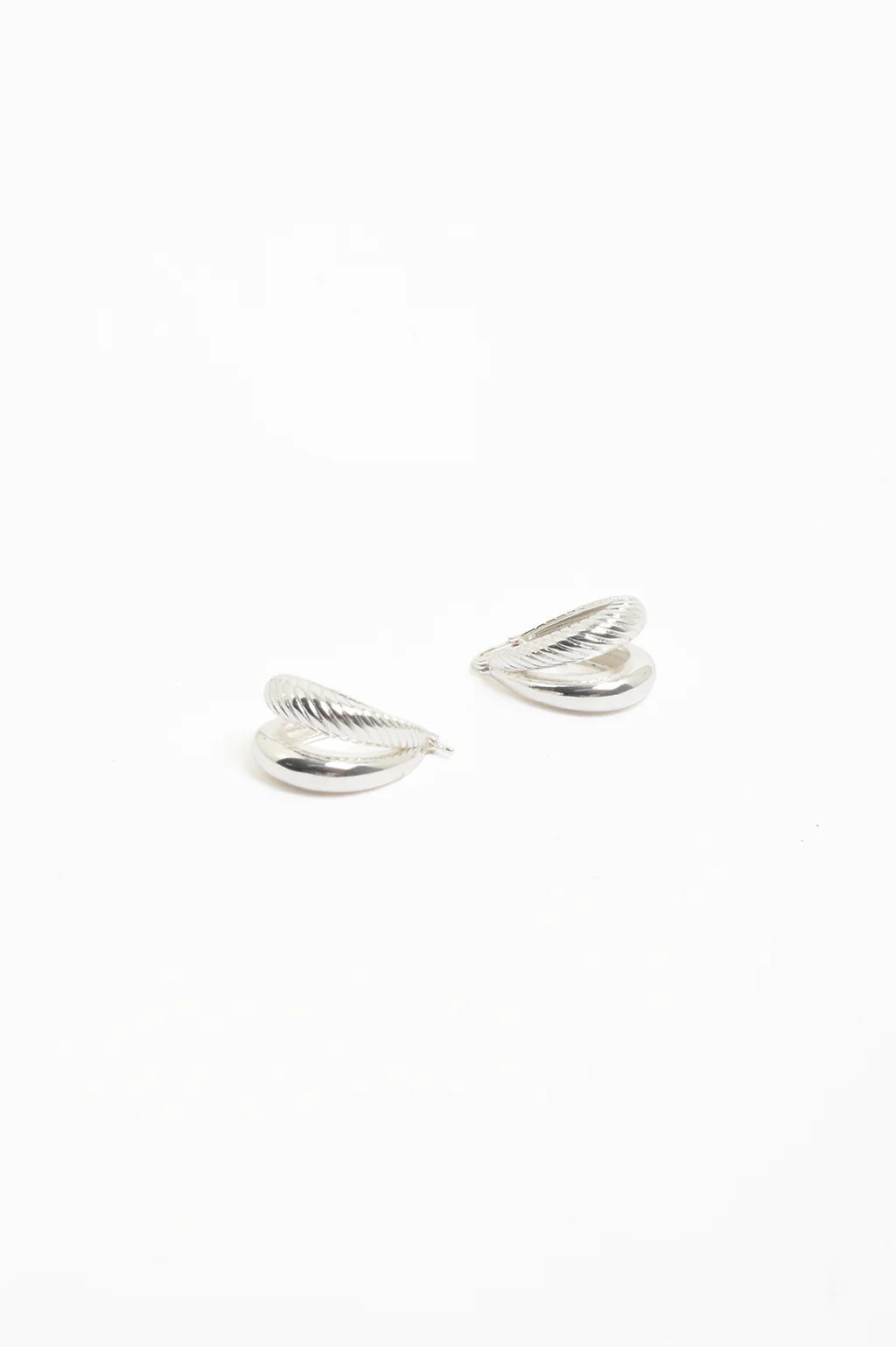 Oval Braid Detail Double Hoops Silver