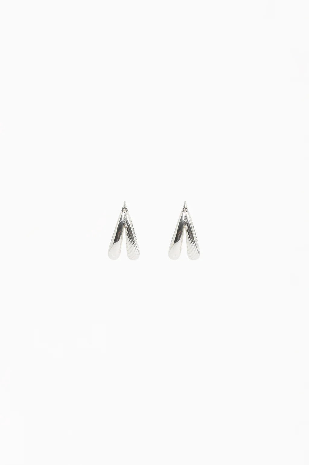 Oval Braid Detail Double Hoops Silver