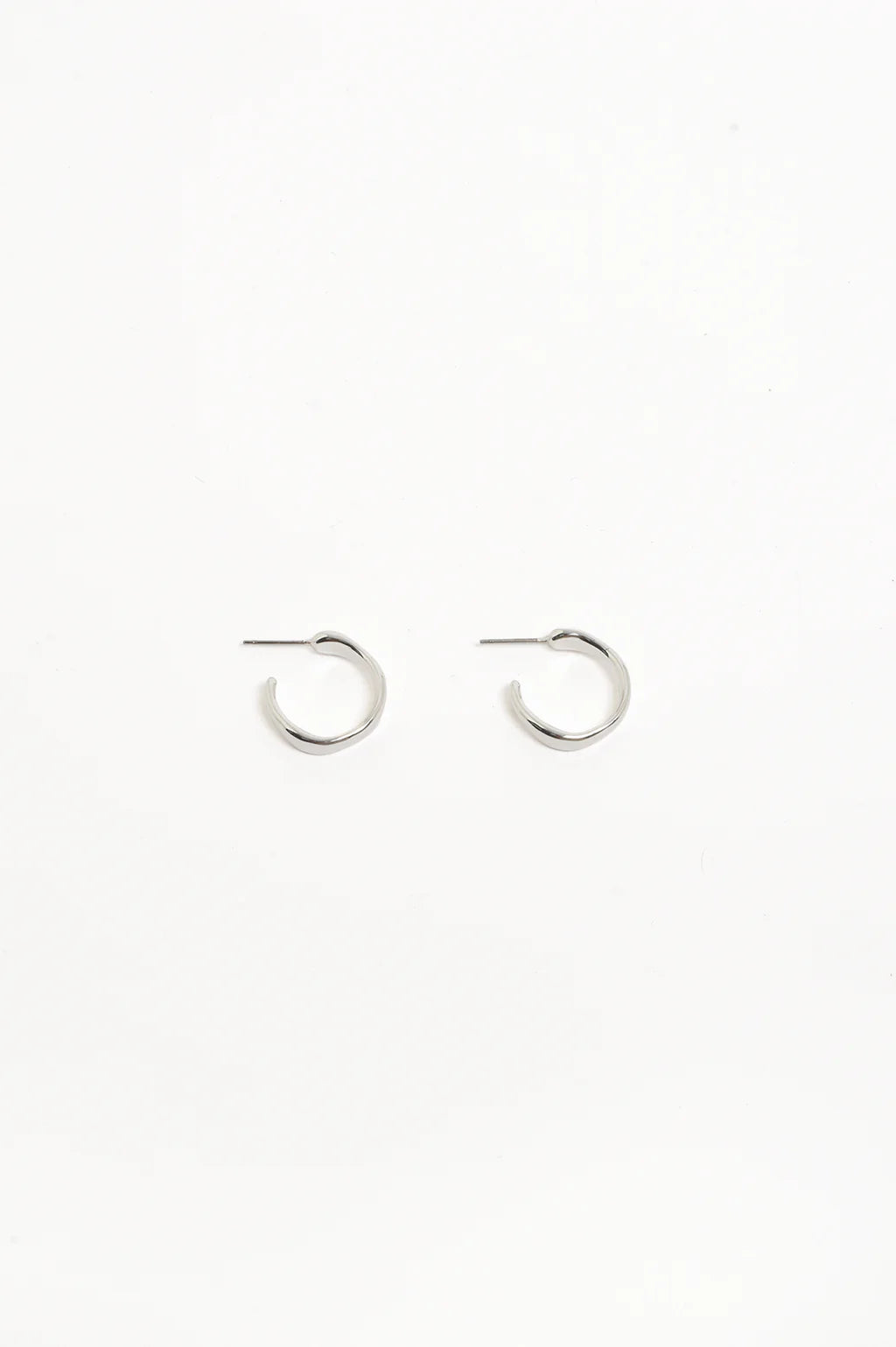 Mini Organic Shape Hoops Silver