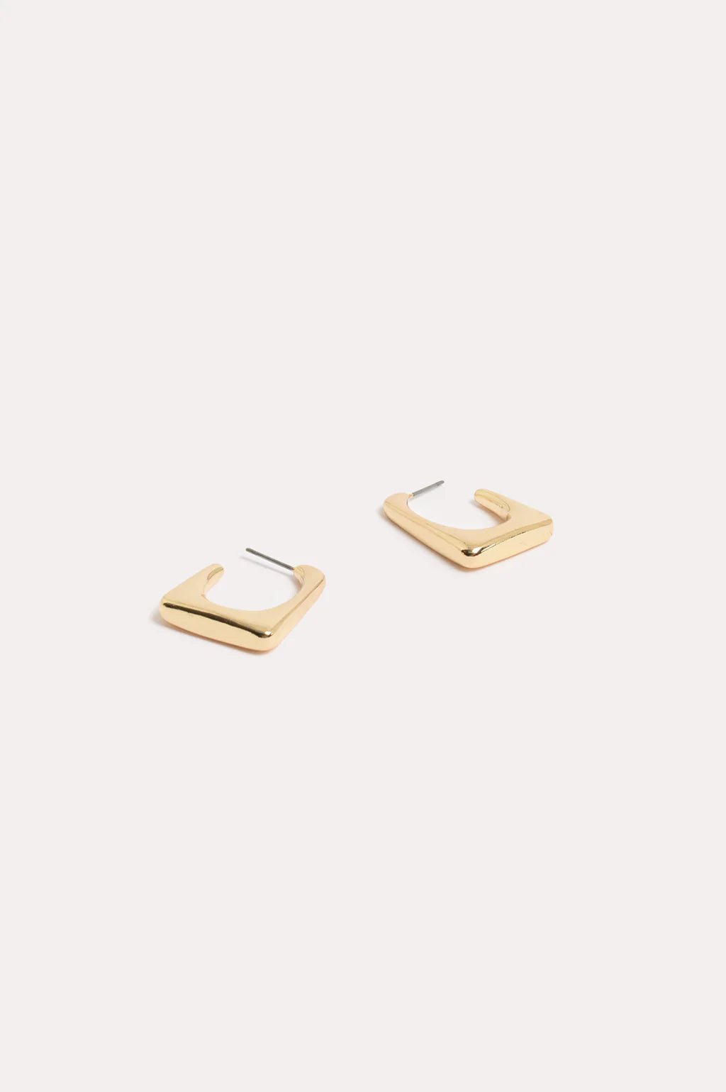 Square Edge Mini Metal Hoops Gold