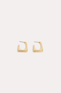 Square Edge Mini Metal Hoops Gold