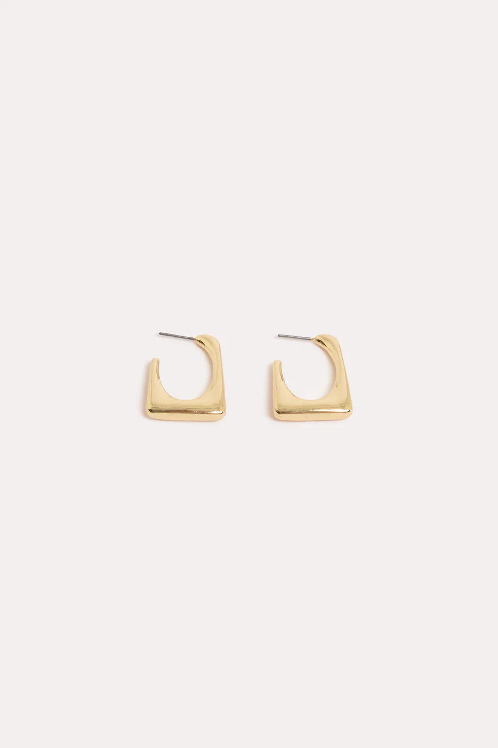 Square Edge Mini Metal Hoops Gold