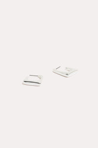 Square Edge Mini Metal Hoops Silver