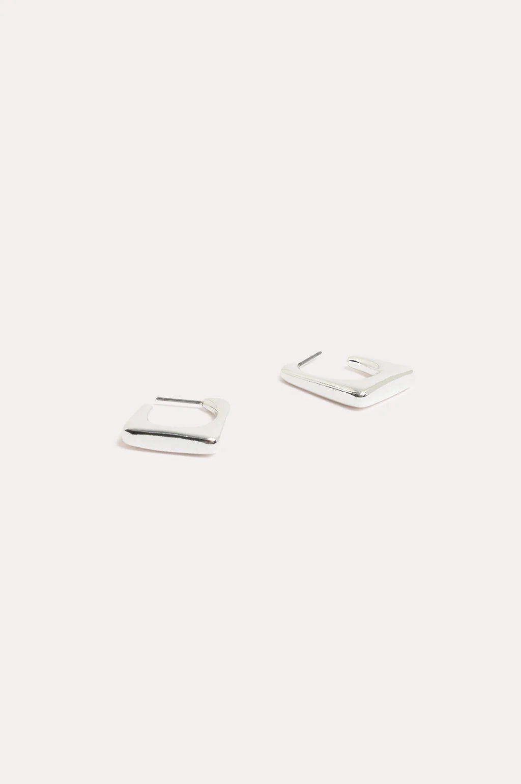 Square Edge Mini Metal Hoops Silver