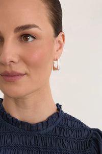 Square Edge Mini Metal Hoops Silver