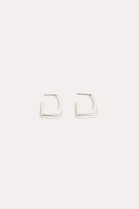 Square Edge Mini Metal Hoops Silver