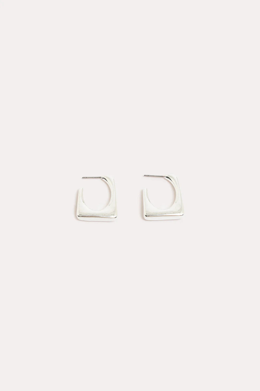 Square Edge Mini Metal Hoops Silver