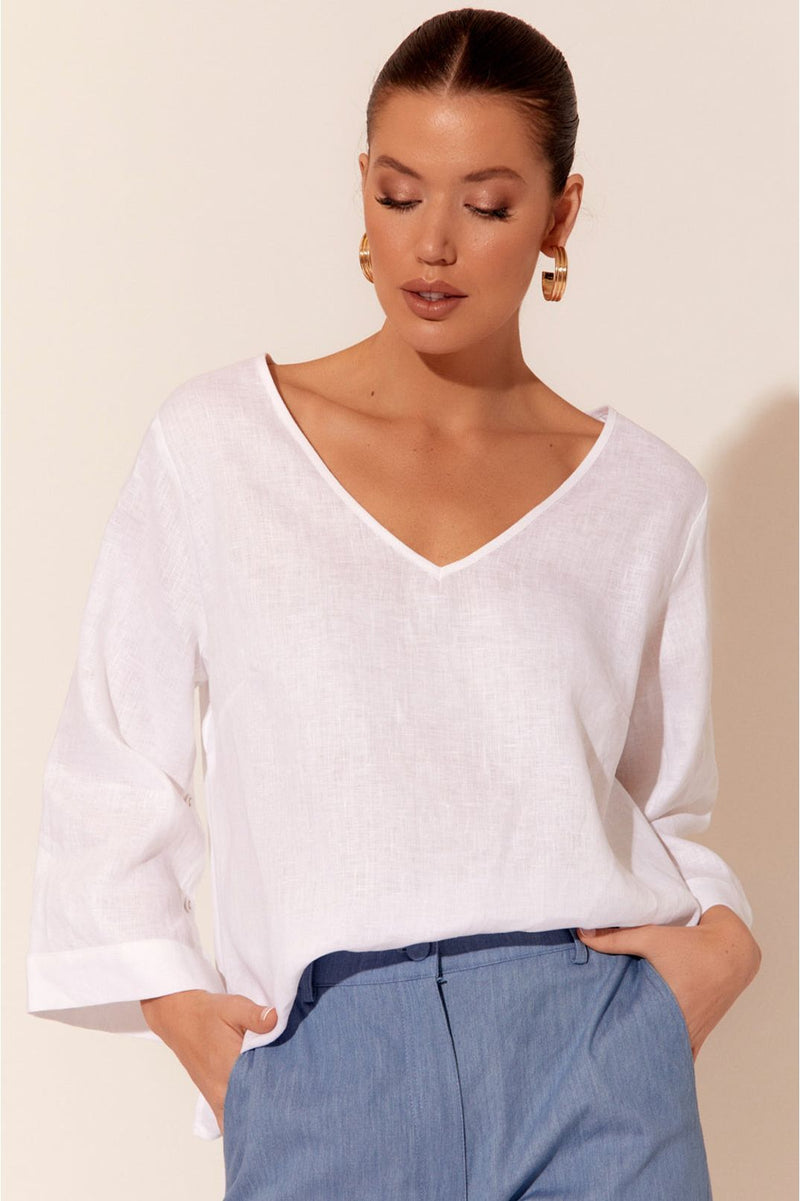 Demi Linen Top White