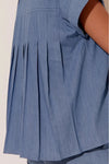Alicia Pleat Black Shirt Blue