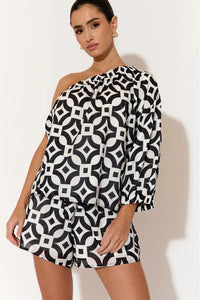 Elaine Geometric One Shoulder Top Print