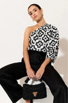 Elaine Geometric One Shoulder Top Print