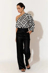Elaine Geometric One Shoulder Top Print