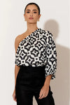 Elaine Geometric One Shoulder Top Print