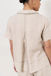 Solace Contrast Stitch Linen Top Natural