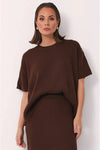 Shani Rib Knit Short Sleeve Top Chocolate