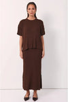 Shani Rib Knit Short Sleeve Top Chocolate