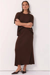 Taylor Rib Knit Midi Skirt Chocolate