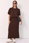 Taylor Rib Knit Midi Skirt Chocolate