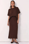 Taylor Rib Knit Midi Skirt Chocolate