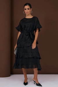 Alana Ramie Midi Dress Black