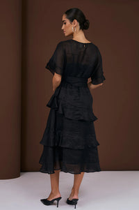Alana Ramie Midi Dress Black