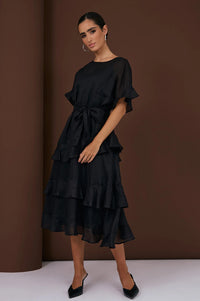 Alana Ramie Midi Dress Black