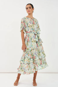 Alana Floral Ramie Midi Dress