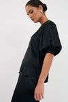 Amelia Satin Top Black