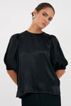 Amelia Satin Top Black