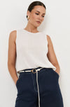 Beau Sleeveless Knit Top White