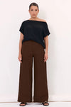 Avalon Wide Leg Linen Pant Chocolate