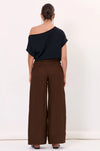 Avalon Wide Leg Linen Pant Chocolate