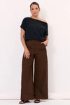 Avalon Wide Leg Linen Pant Chocolate