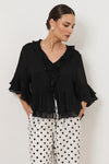 Fleur Frill Top Black