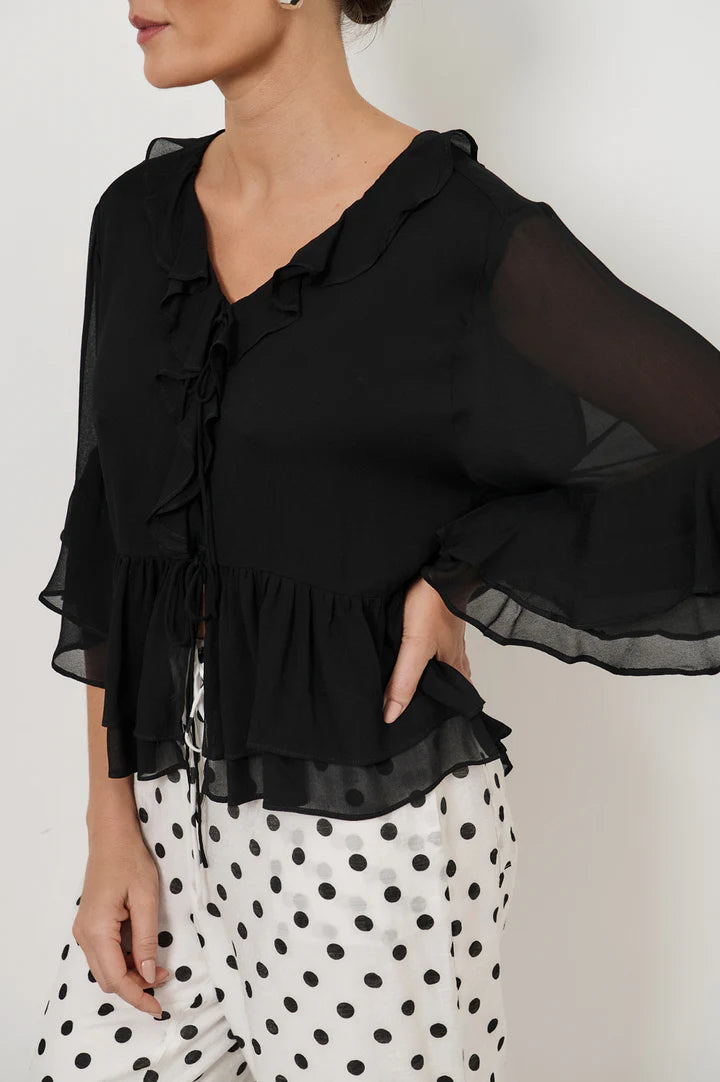 Fleur Frill Top Black
