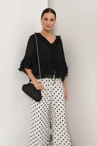 Fleur Frill Top Black