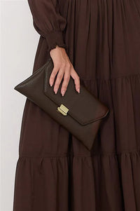 Rona Clasp Front Clutch Chocolate