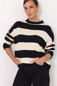 Lucille Long Sleeve Knit Jumper Black/Cream