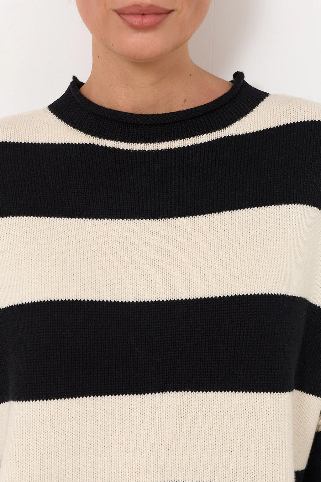 Lucille Long Sleeve Knit Jumper Black/Cream